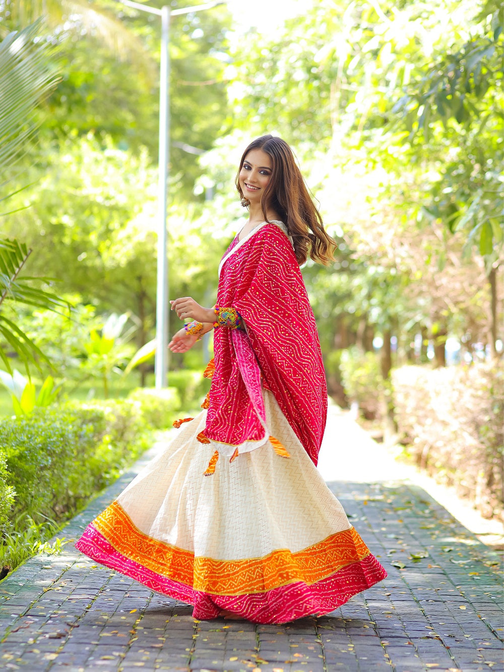 Pink Color Bandhej Printed Cotton Chaniya Choli