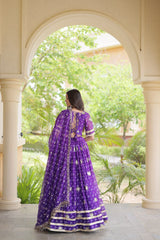 Bandhej Print Sequins Zari Work Lehenga Set