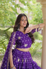 Bandhej Print Sequins Zari Work Lehenga Set
