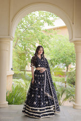 Bandhej Print Sequins Zari Work Lehenga Set