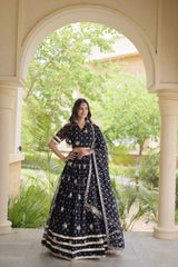 Bandhej Print Sequins Zari Work Lehenga Set