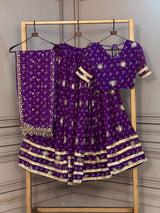 Bandhej Print Sequins Zari Work Lehenga Set