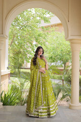 Bandhej Print Sequins Zari Work Lehenga Set
