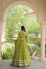 Bandhej Print Sequins Zari Work Lehenga Set