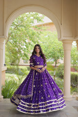 Bandhej Print Sequins Zari Work Lehenga Set