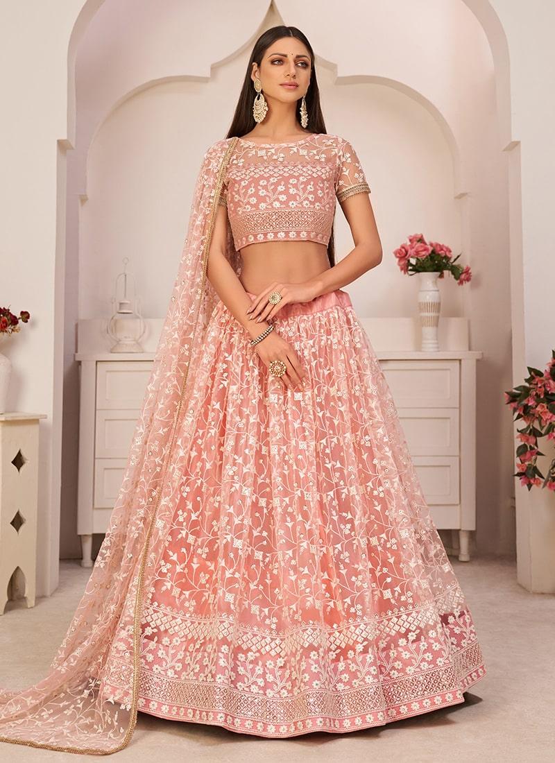 Beauteous Look Light Pink Color Soft Net Fabric Sequins Work Lehenga