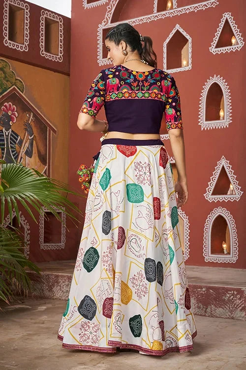 Beautiful White Jacket Style Navratri Lehenga Choli