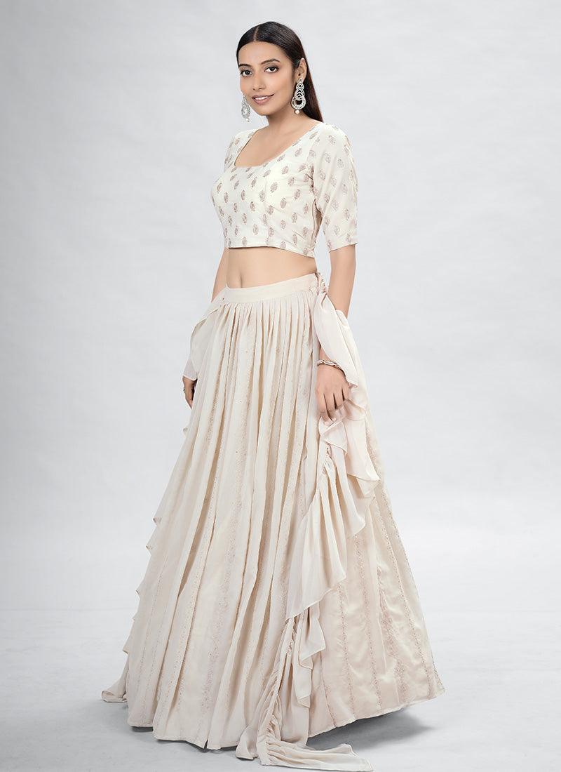 Beige Chaniya Choli With Ruffle Dupatta