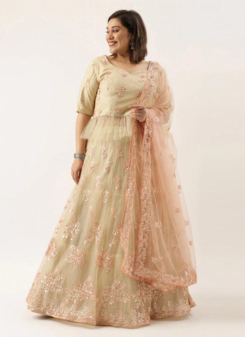 Beige Color Heavy Sequins Work Lehenga Choli