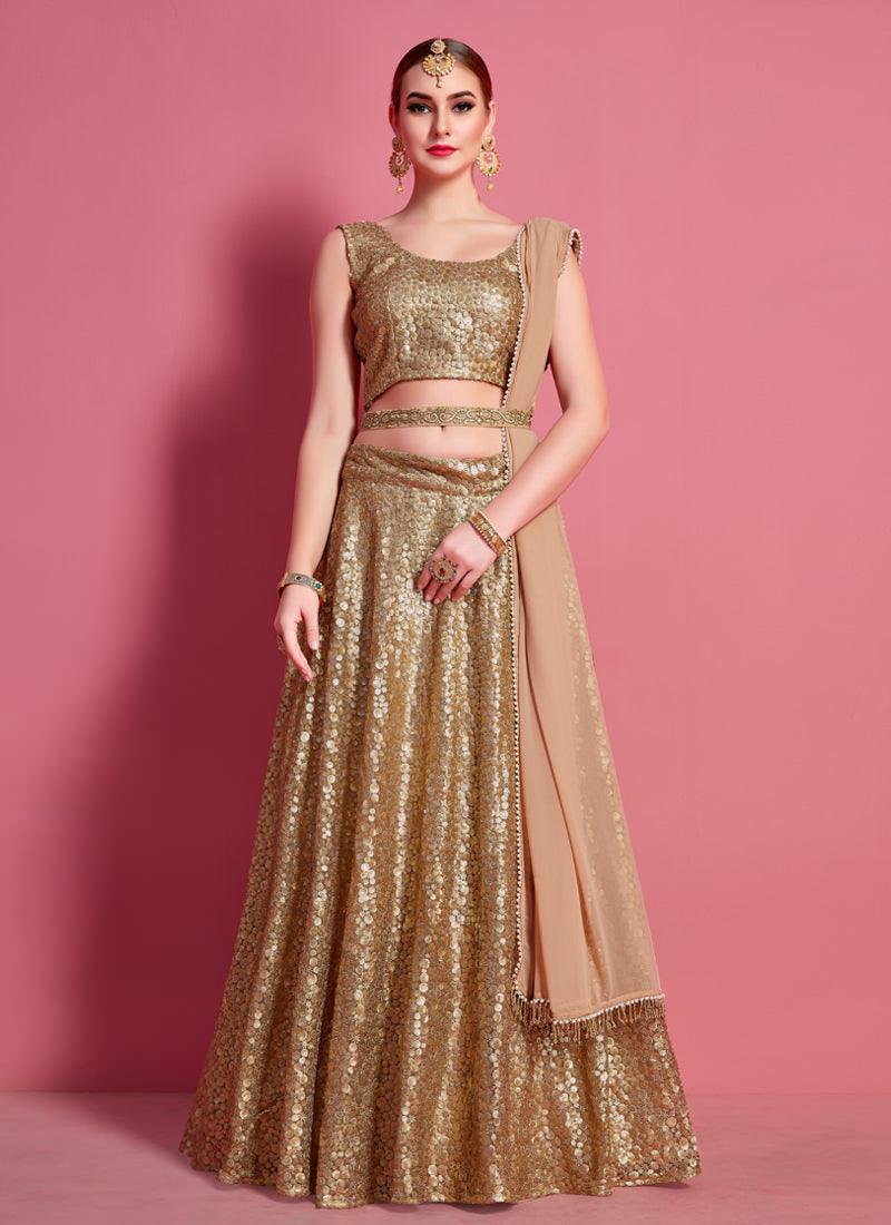 Beige Designer Heavily Embroidered Lehenga Choli Set