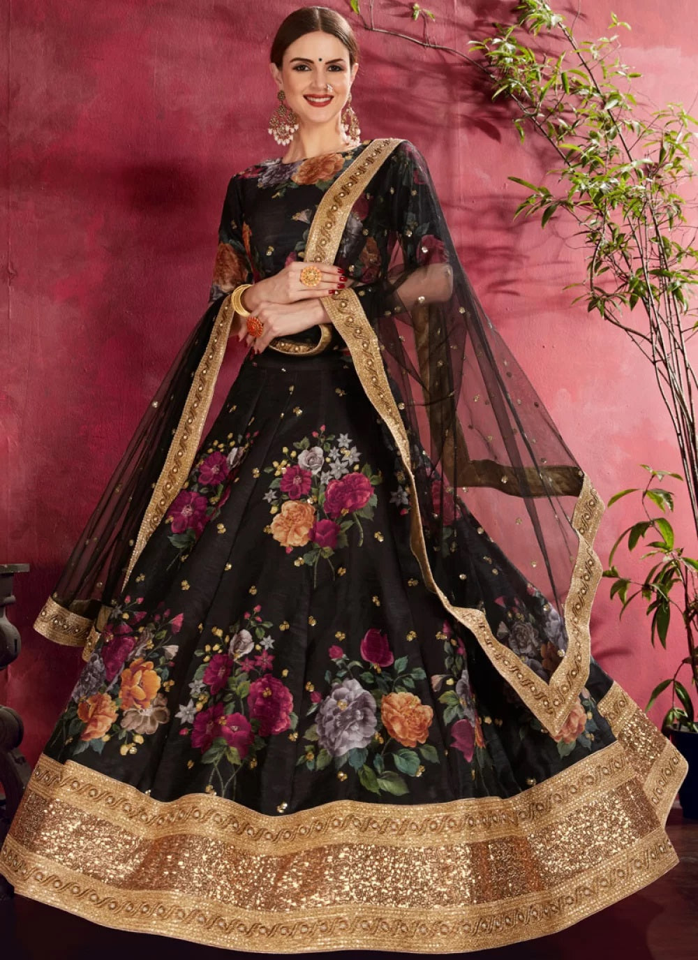 Black bangalori silk lehenga party wear