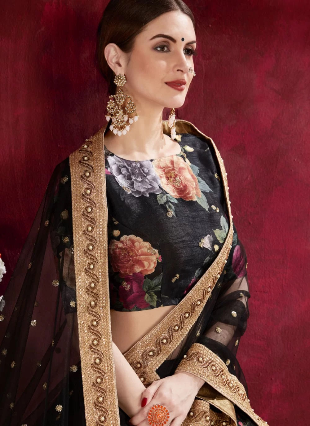 Black bangalori silk lehenga party wear