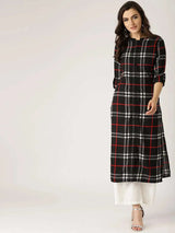 Libas Black Checkered Crepe Kurta
