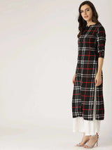 Libas Black Checkered Crepe Kurta