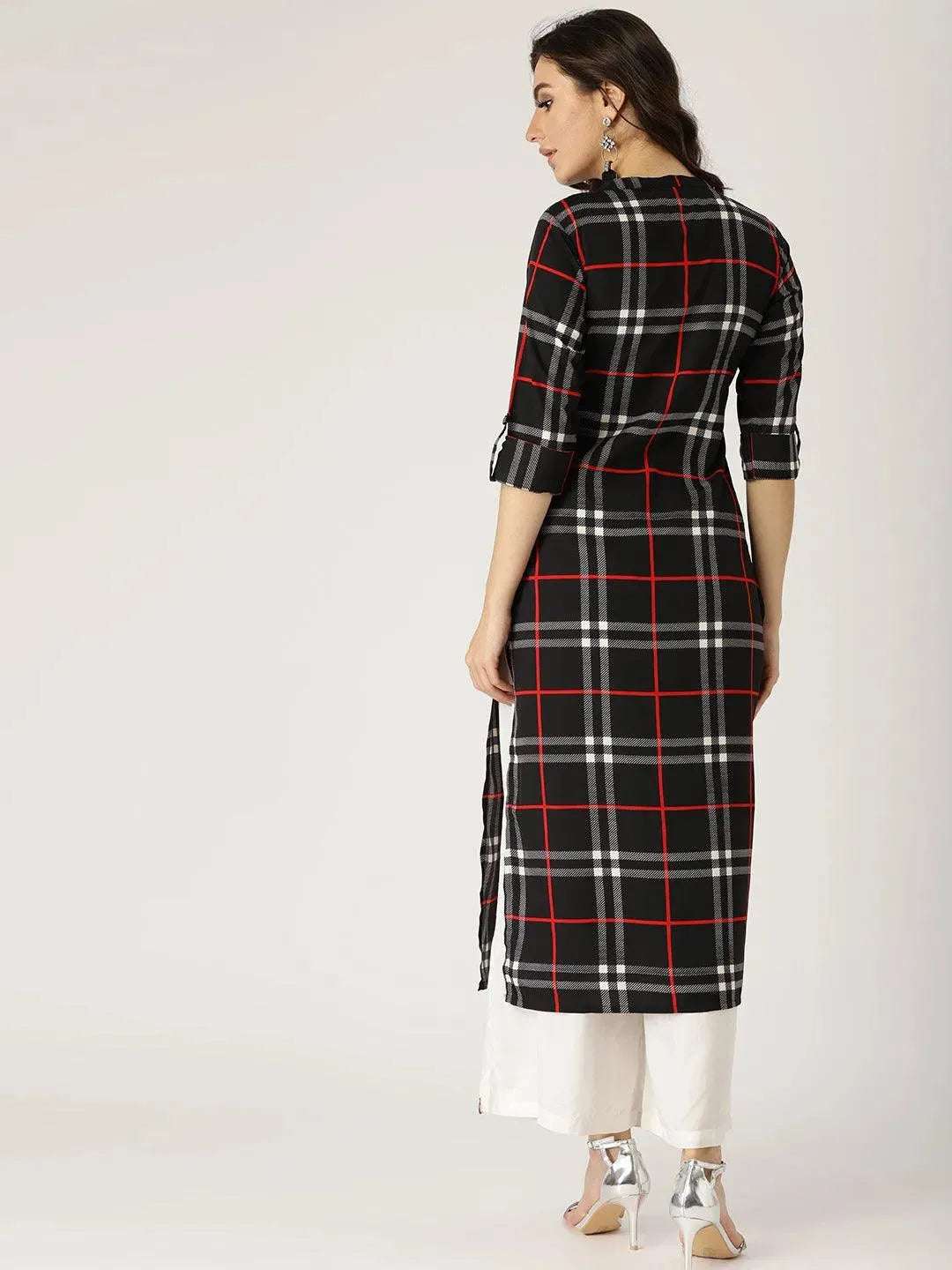 Libas Black Checkered Crepe Kurta
