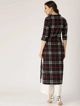 Libas Black Checkered Crepe Kurta