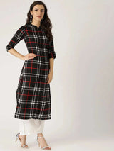Libas Black Checkered Crepe Kurta