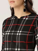 Libas Black Checkered Crepe Kurta