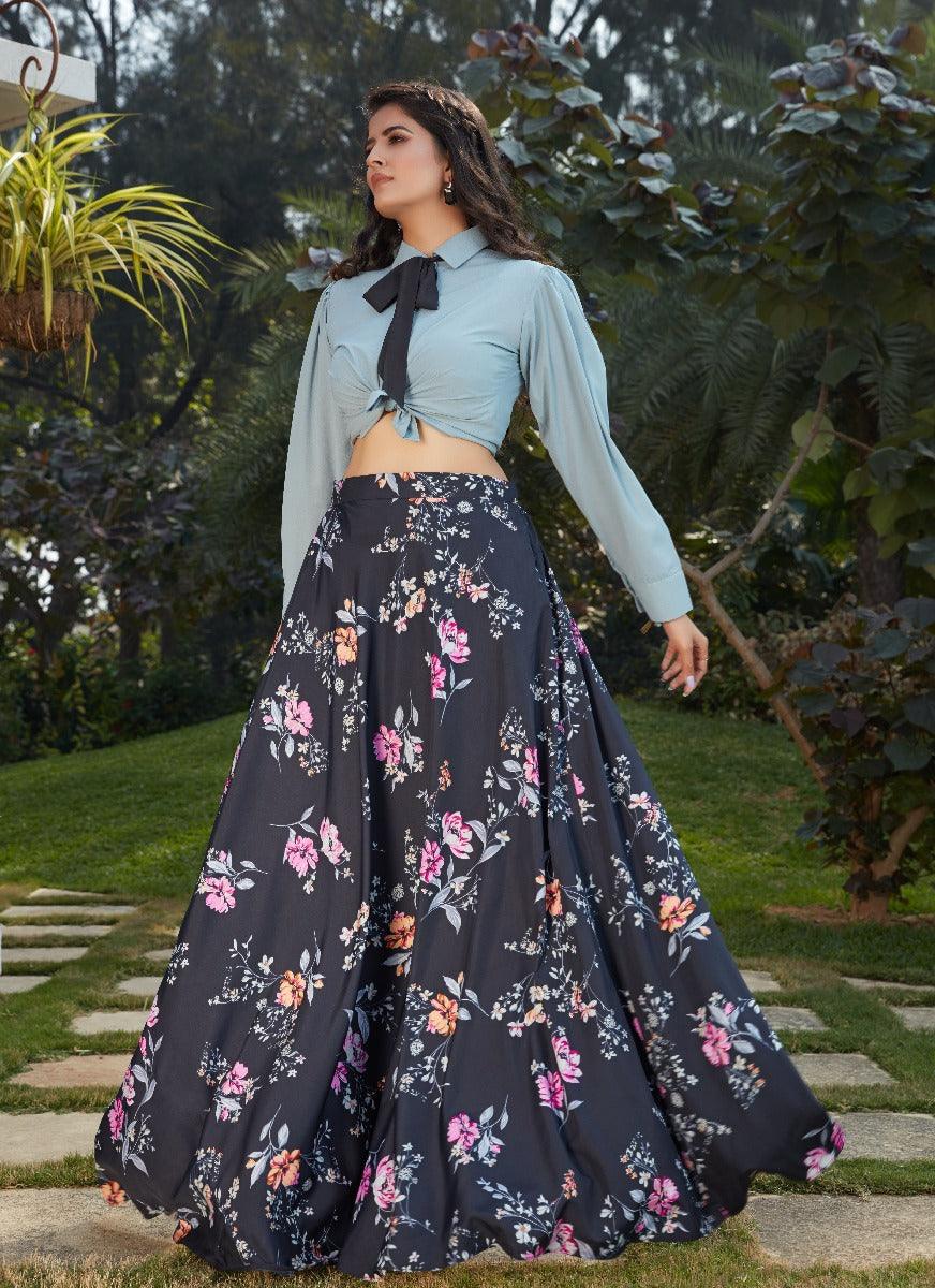 Black Color Digital Print Flared Lehenga Choli