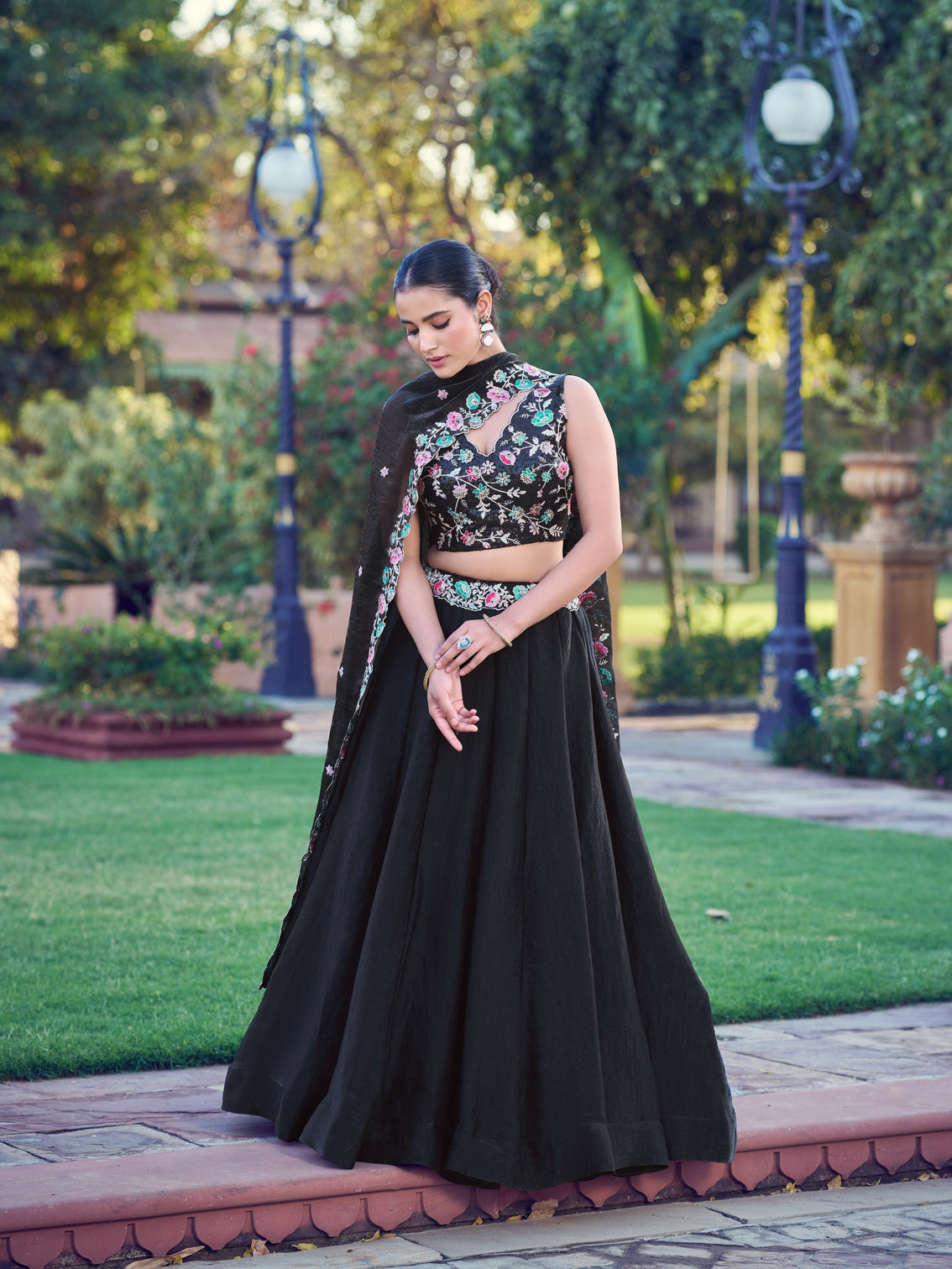 Black color embroidery work wedding chaniya choli