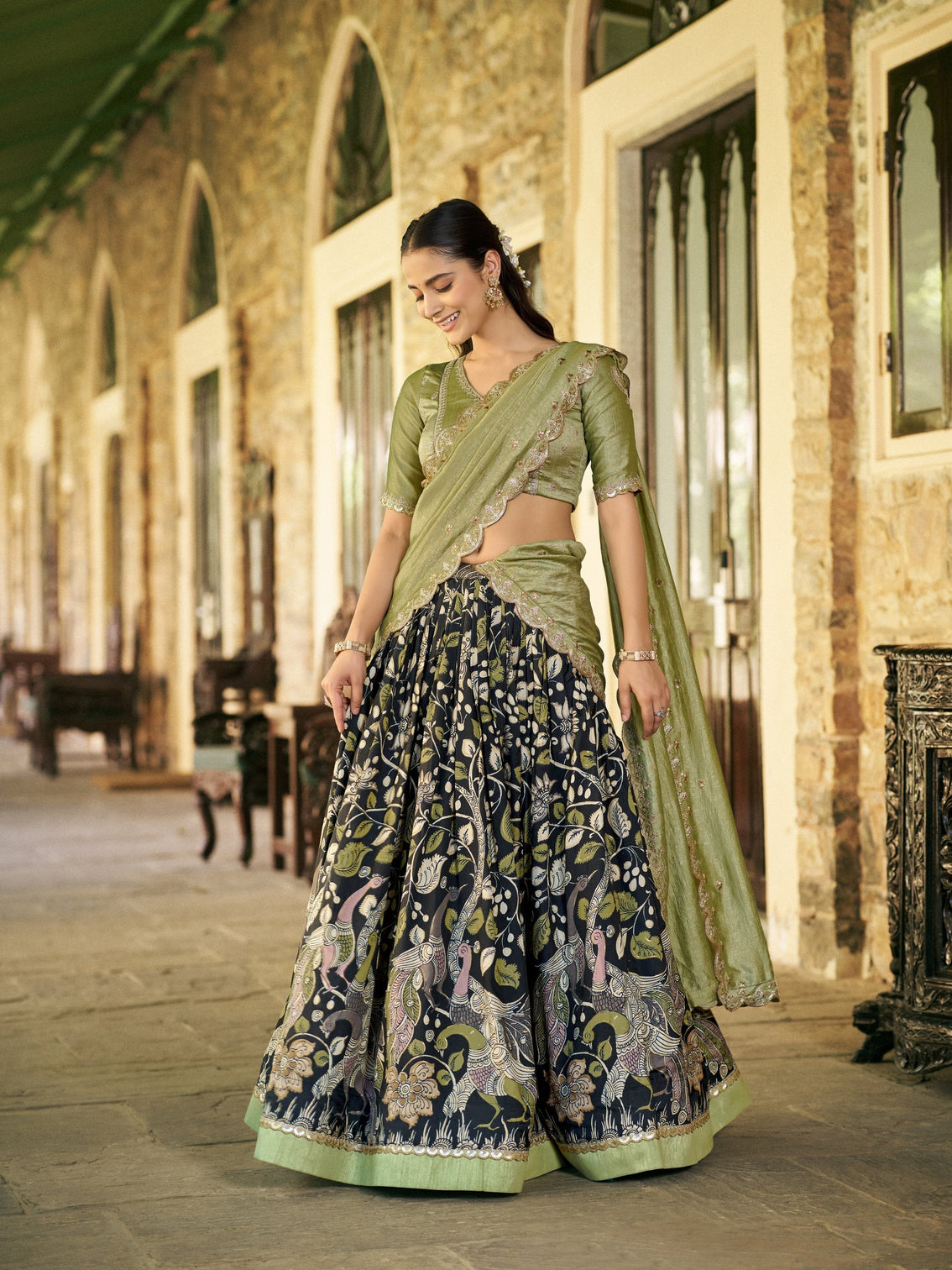 Traditional wear embroidery lehenga choli
