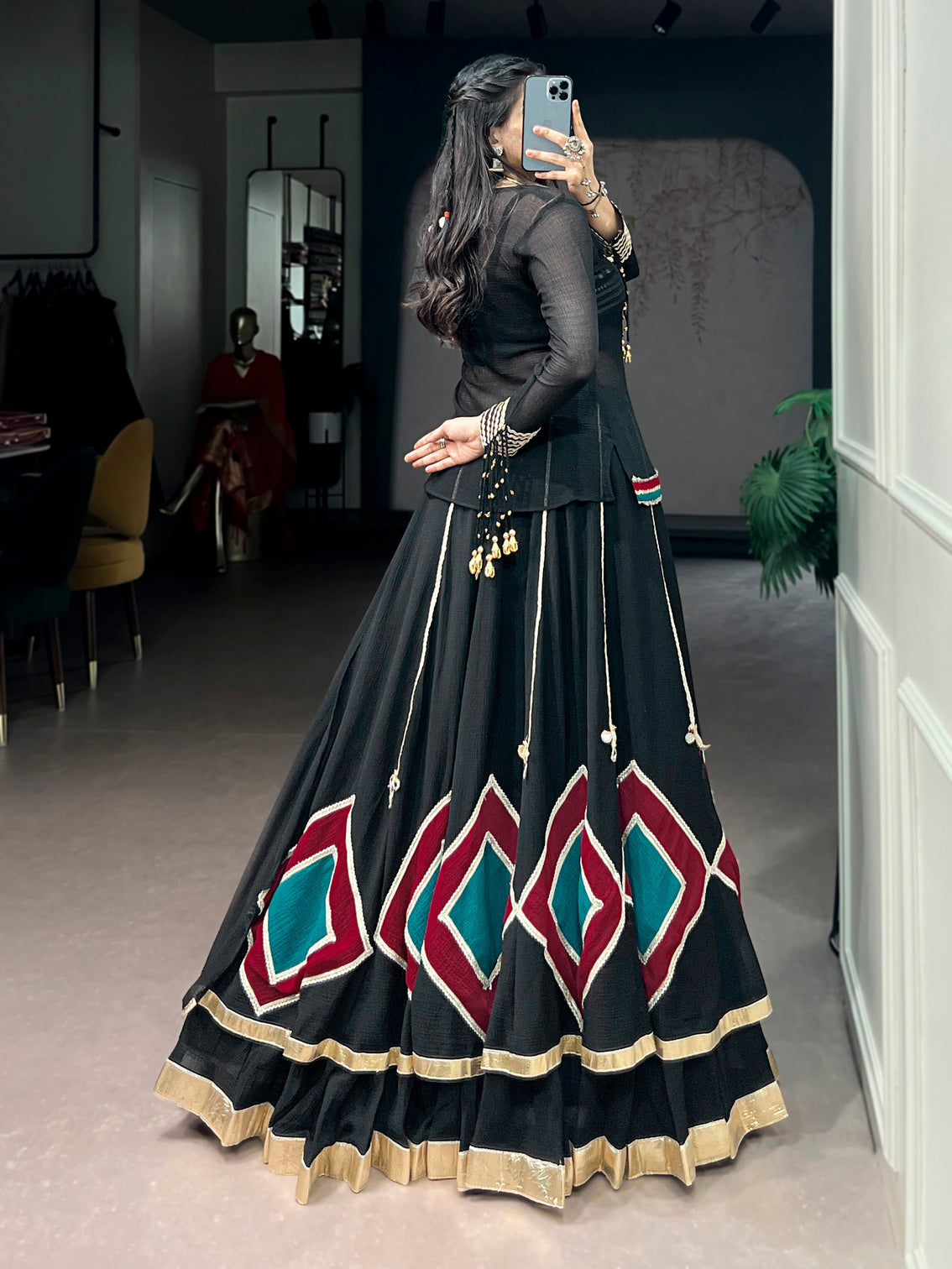 Navratri speacial black color marbel chaniya choli