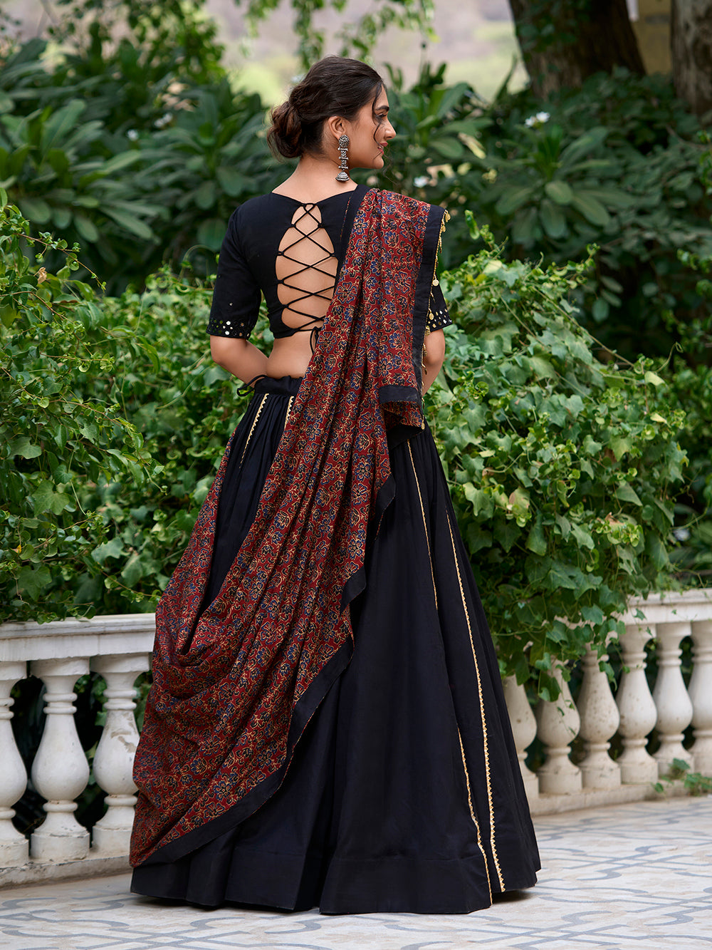 Balck color plain with gota patti cotton traditional lehenga choli