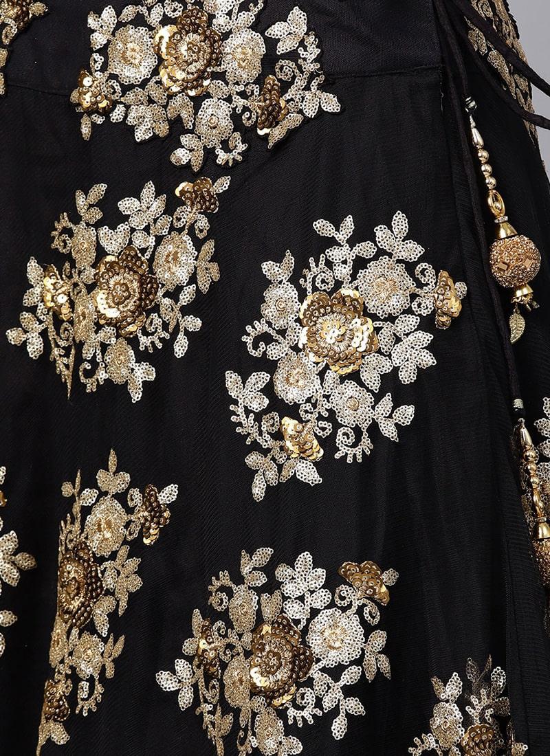 Black Color Velvet Base Lehenga Choli With Sequins Work