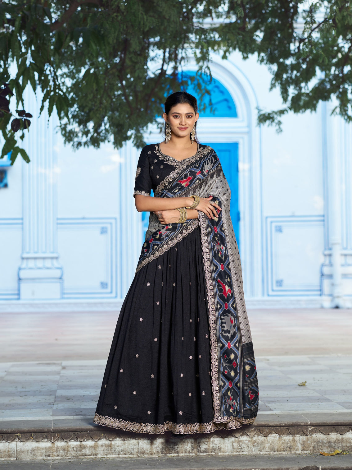 Sequince and thread embroidery work lehenga choli