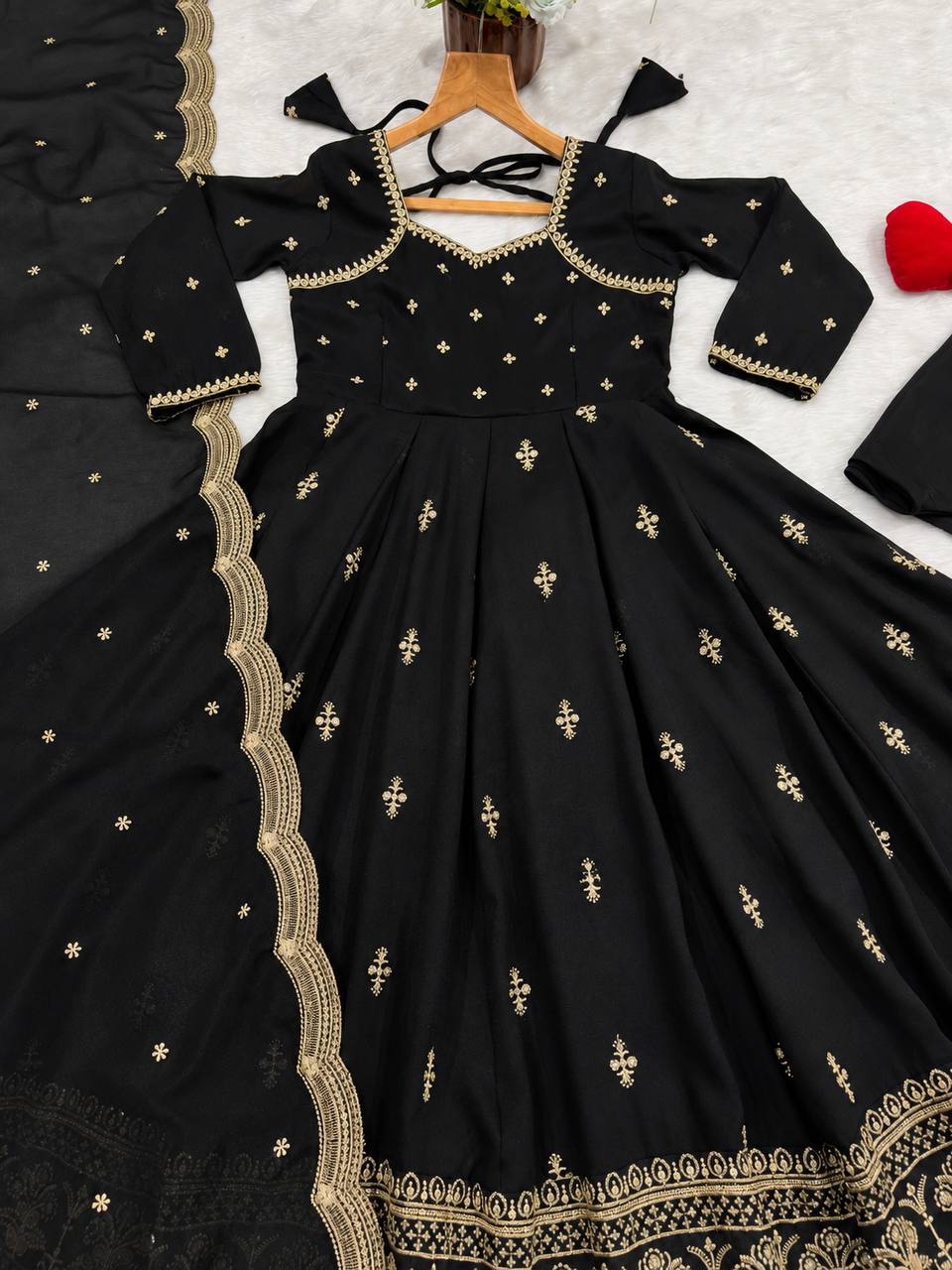 Black Designer Anarkali Suit Set