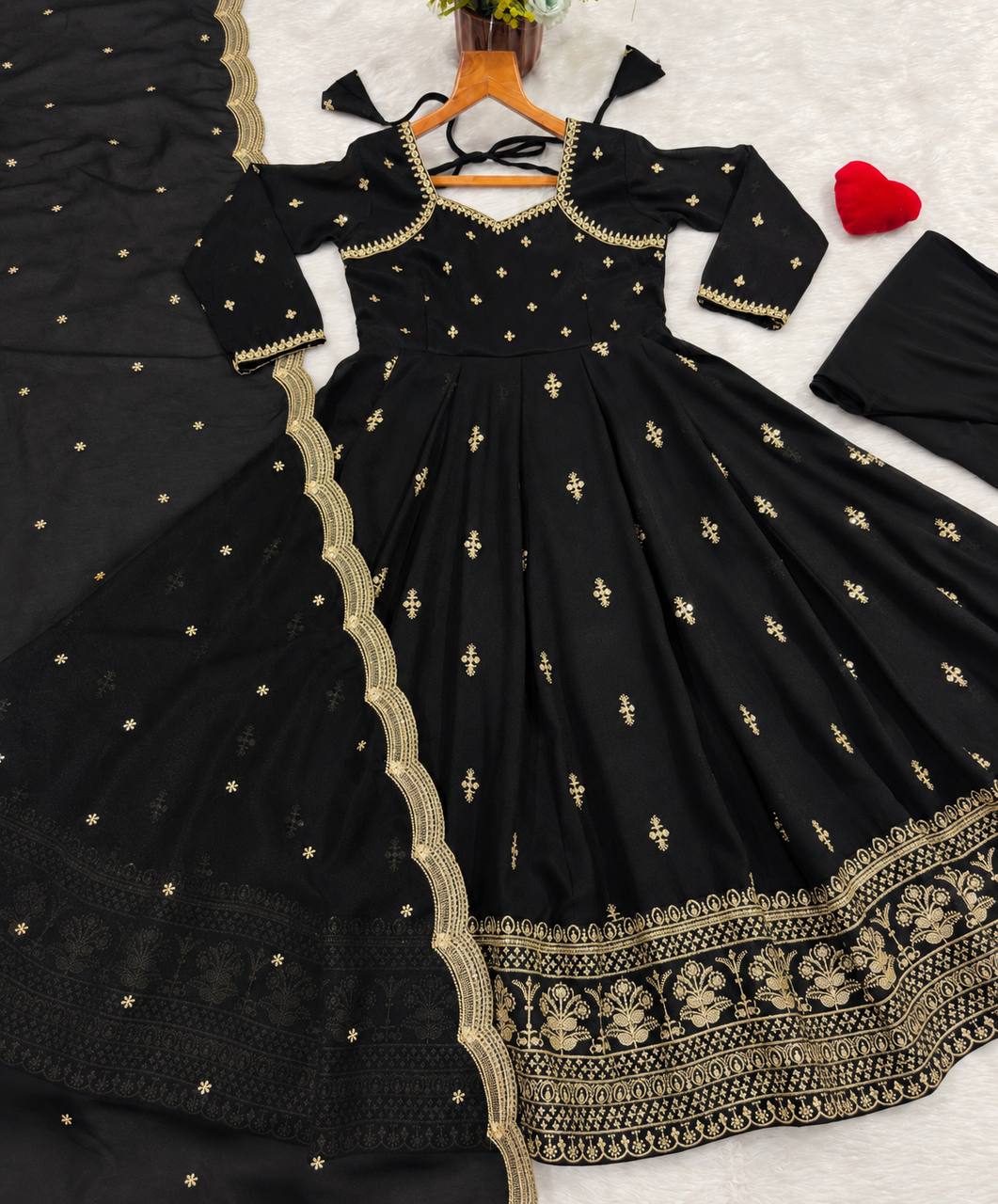 Black Designer Anarkali Suit Set