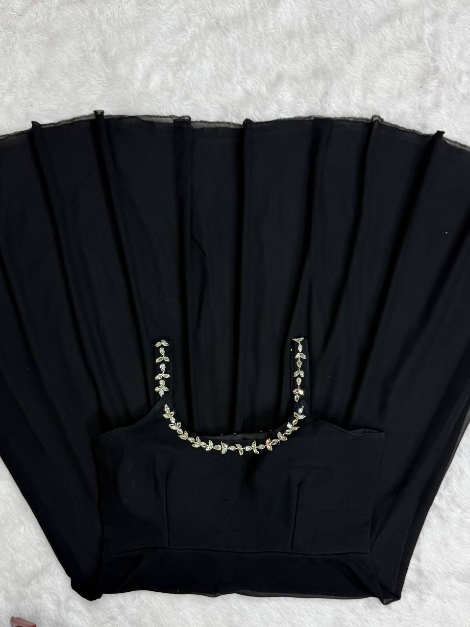 Black Designer Faux Georgette Mirror Handwork Plazzo Set with Dupatta
