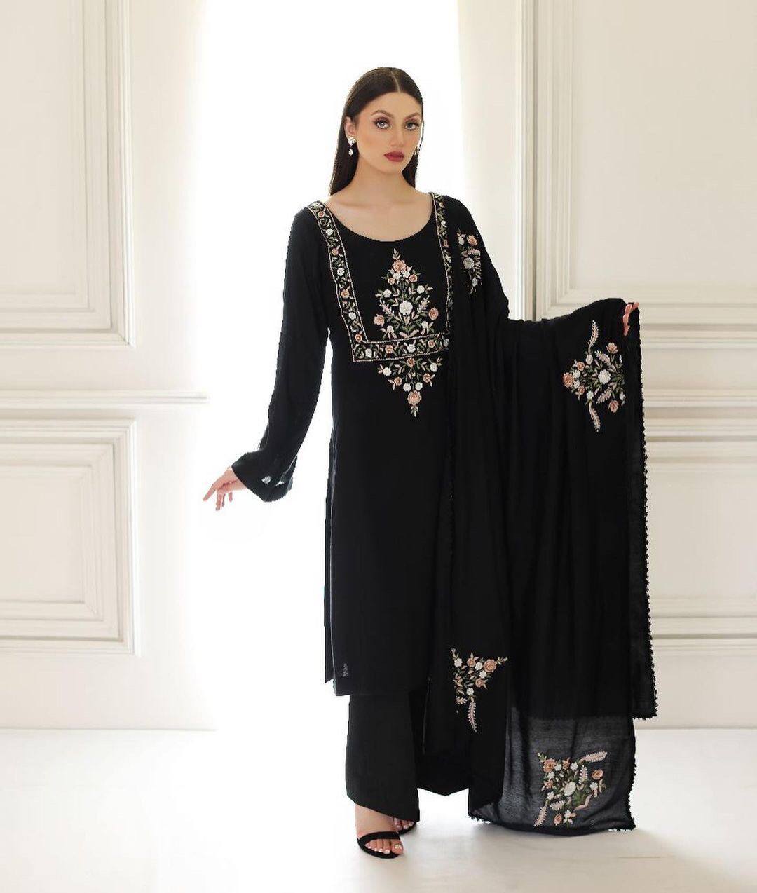 Black Designer Party Wear Top-Plazzo-Dupatta Set – Elegance Redefined
