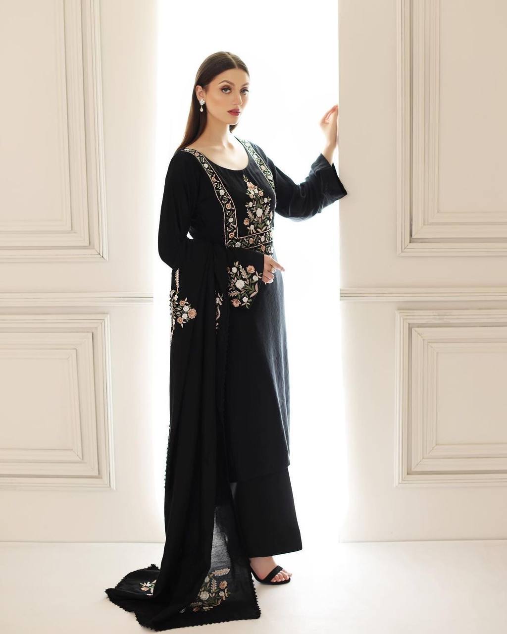 Black Designer Party Wear Top-Plazzo-Dupatta Set – Elegance Redefined