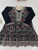 Black Elegant Fox Georgette Co-Ord Set with Sequin & Thread Work