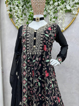 Black Elegant Fox Georgette Co-Ord Set with Sequin & Thread Work