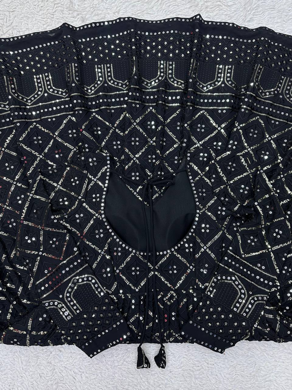 Black Elegant Lakhnavi Embroidered Georgette Suit – With Designer Dupatta