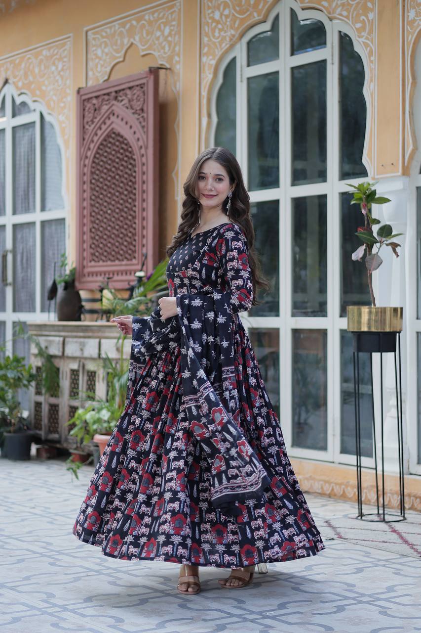 Black Elegant Pure Cotton Ethnic Suit Set – Comfort & Style Combined