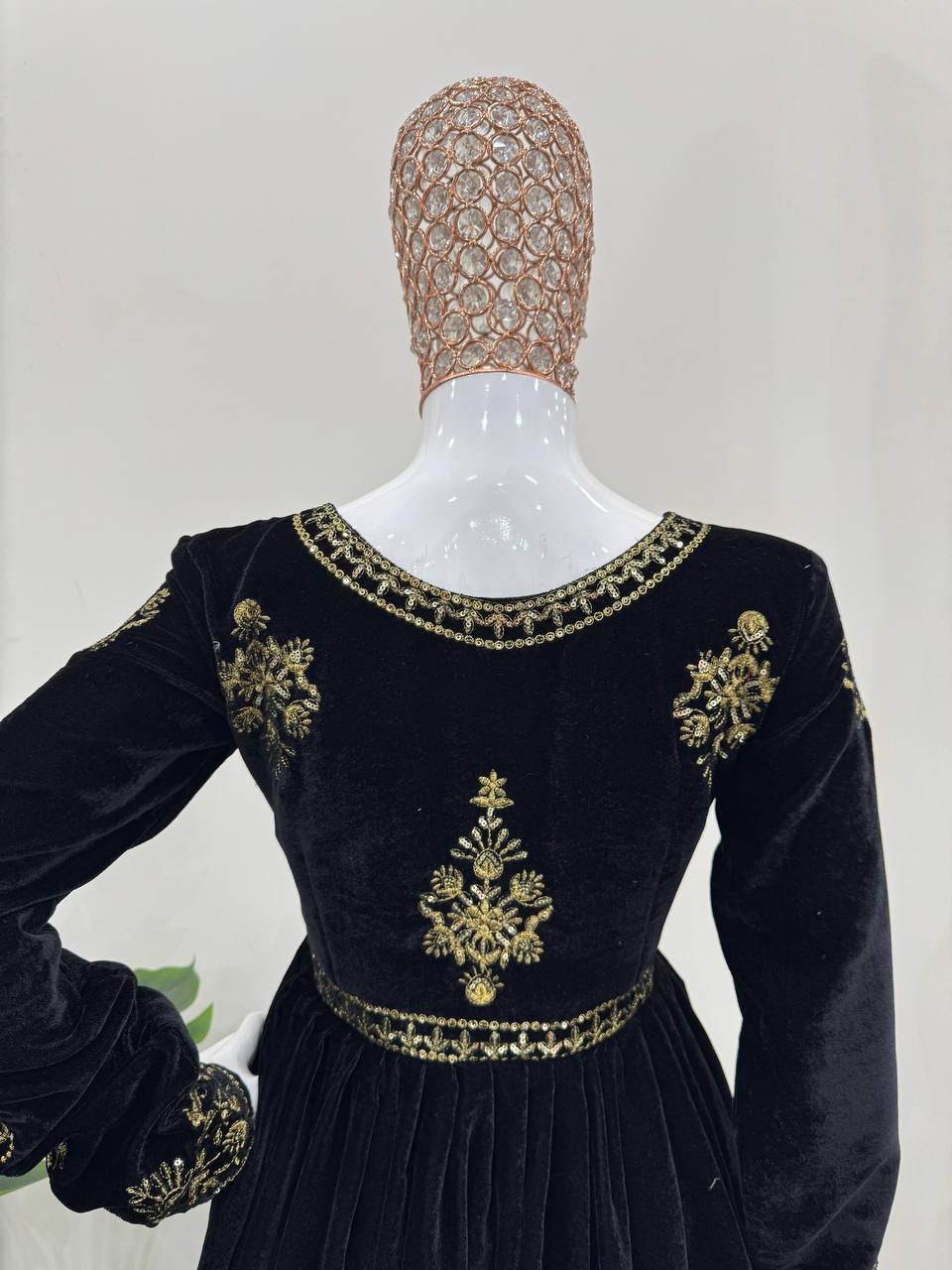 Black Elegant Velvet Ensemble – Top, Plazo & Dupatta