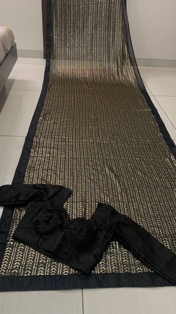 Black Glamorous Georgette Sequin Saree