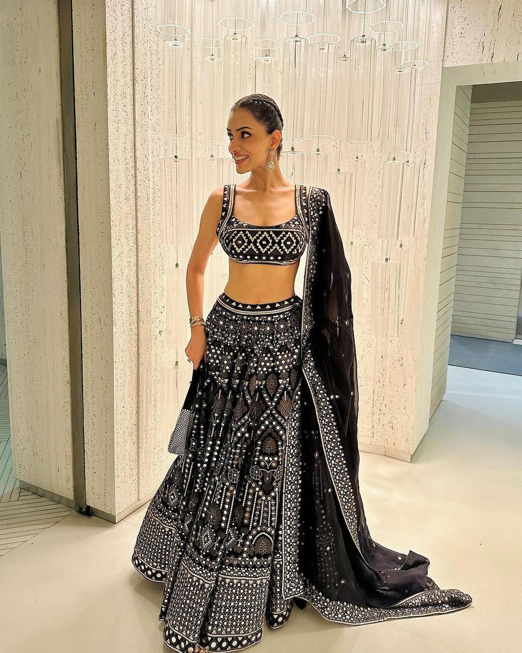 Black Luxe 9mm Sequin Embroidered Faux Georgette Lehenga Choli with Dupatta