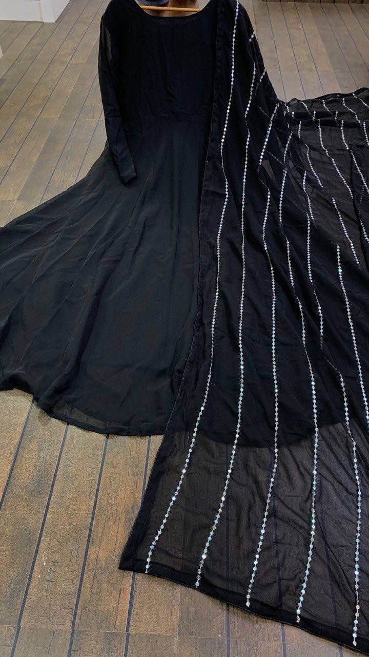 Black Mesmerizing Georgette Gown Set