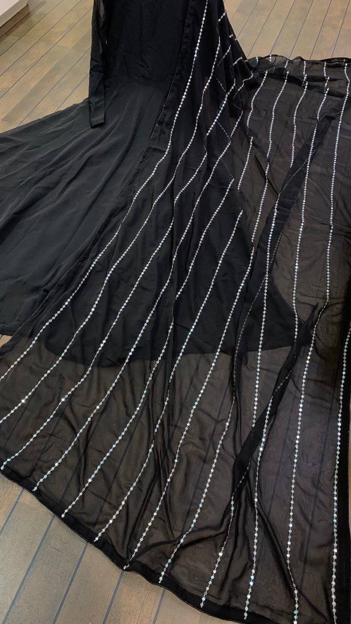 Black Mesmerizing Georgette Gown Set