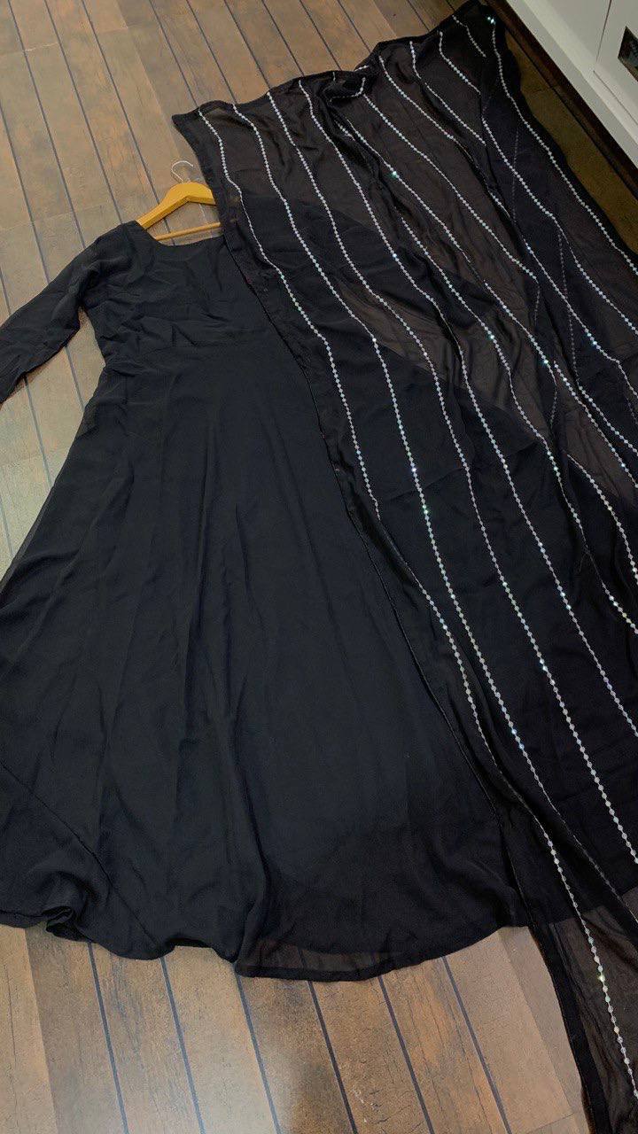 Black Mesmerizing Georgette Gown Set