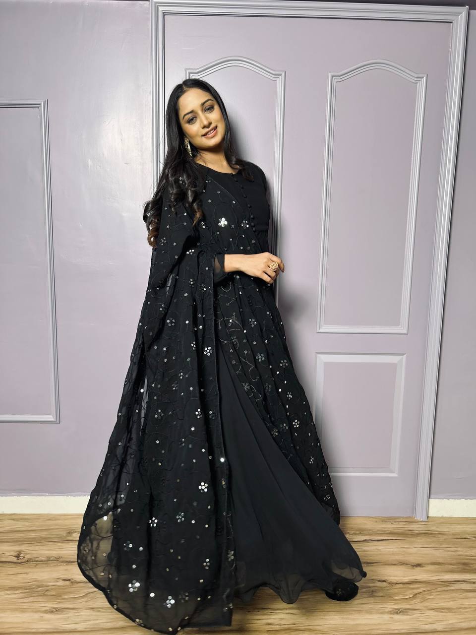 Black Midnight Elegance Georgette Suit