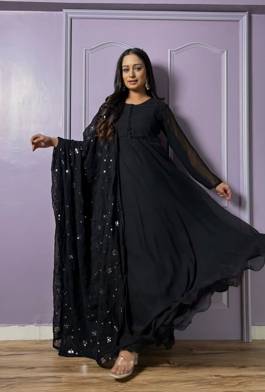Black Midnight Elegance Georgette Suit