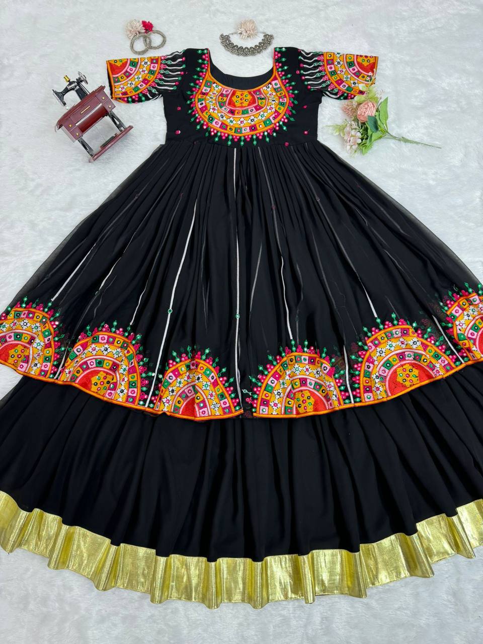 Black Navratri Special Georgette Ensemble