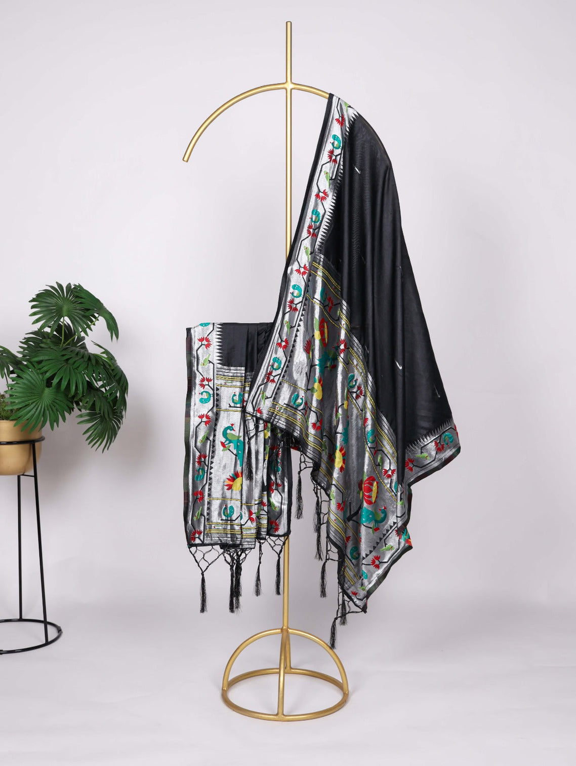 Vivid Tradition, Woven Beauty: The Black Pathani Dupatta