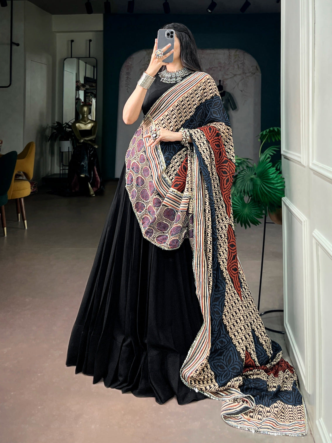 Black Rayon Lehenga Choli