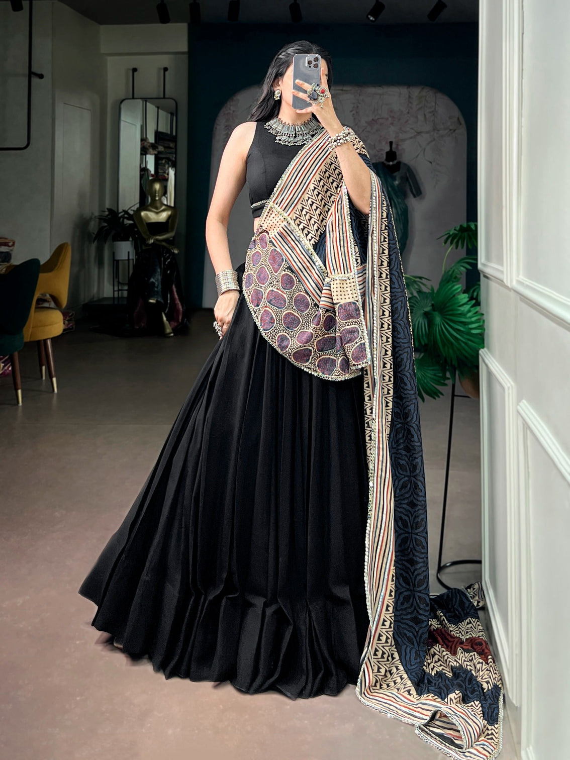 Black Rayon Lehenga Choli